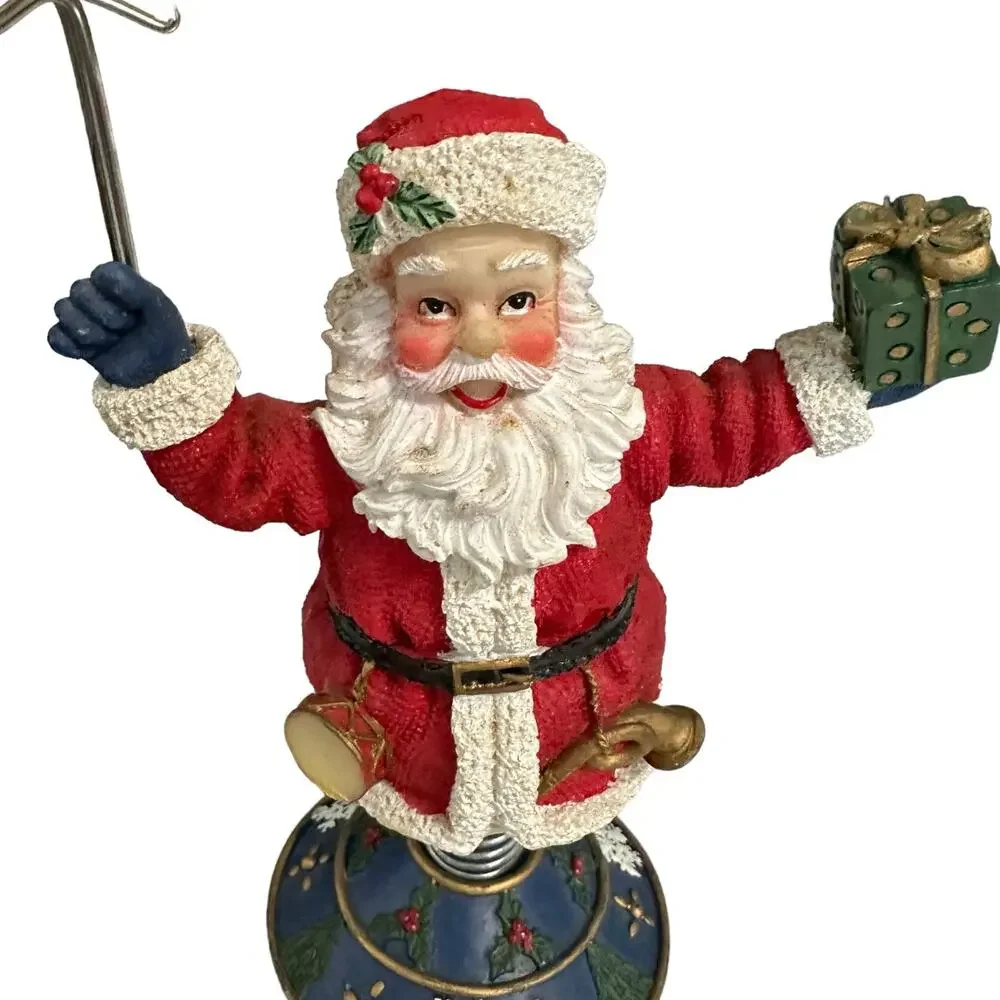 Ceramic Figure Santa on Spring Unbranded Heavy Paperweight Size 8.5 Inches
